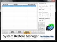 одно из рабочих окон System Restore Manager